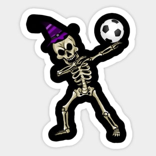 Skeleton Halloween Soccer Witch Hat Sticker